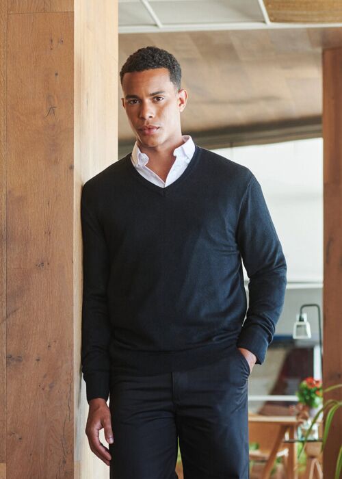 Cashmere touch acrylic v-neck jumper Thumbnail